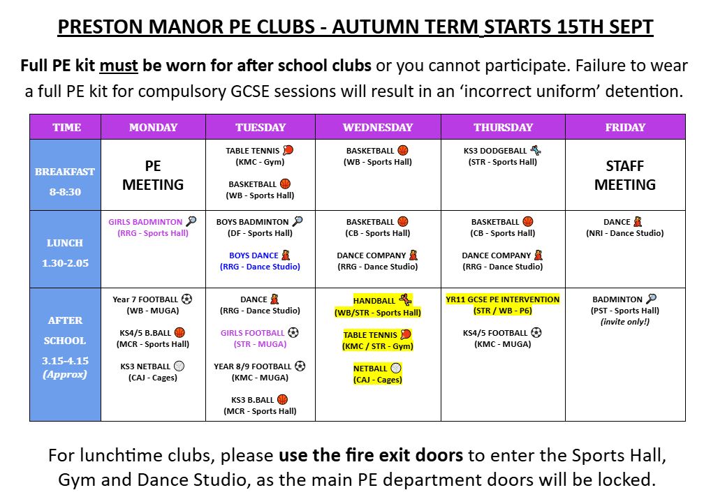 Upper School Sports activities for Summer Term 2025